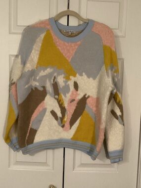 Sea & Sky Pastel Abstract Crewneck Sweater - Multicolor M/L